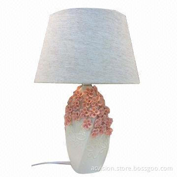 Elegant ceramic table lamp with flower, suitable for home decor and hotel